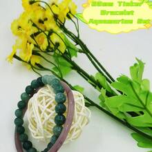 Bộ trang sức vòng tay & vòng tay bằng ngọc bích chỉ vàng dành cho phụ nữ, món quà may mắn, trang sức - biển xanh - Xem 4