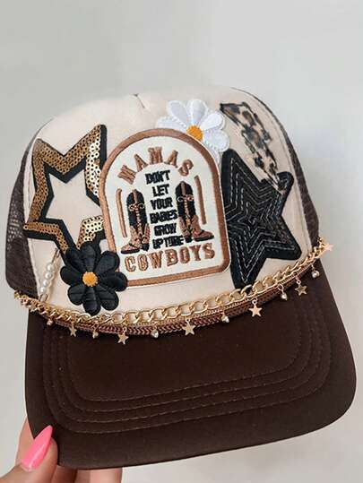 1pc Fashionable Star Pendant Hat Chain - Geometric Pentagram Design, Versatile Baseball Cap Accessory, Suitable For Party And Everyday Styles