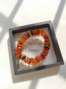 Natural Baltic Raw Amber Bracelet Elastic Therapy Gemstone Bangle Jewelry Indie Stylish Calm And Peace Accessorize Fossil Resin Energy Gift For Couple's Presents For Man And Woman
