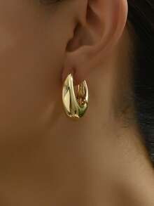 1 Bộ Hoa tai vòng kim loại hình học nhiều màu, Phụ kiện hoa tai thời trang đơn giản, thanh lịch, sang trọng, thích hợp cho công sở hàng ngày, đi chơi với bạn bè, tiệc tùng, sinh nhật, đám cưới, kỳ nghỉ, mua sắm ngoài trời - Bạc - Xem 1