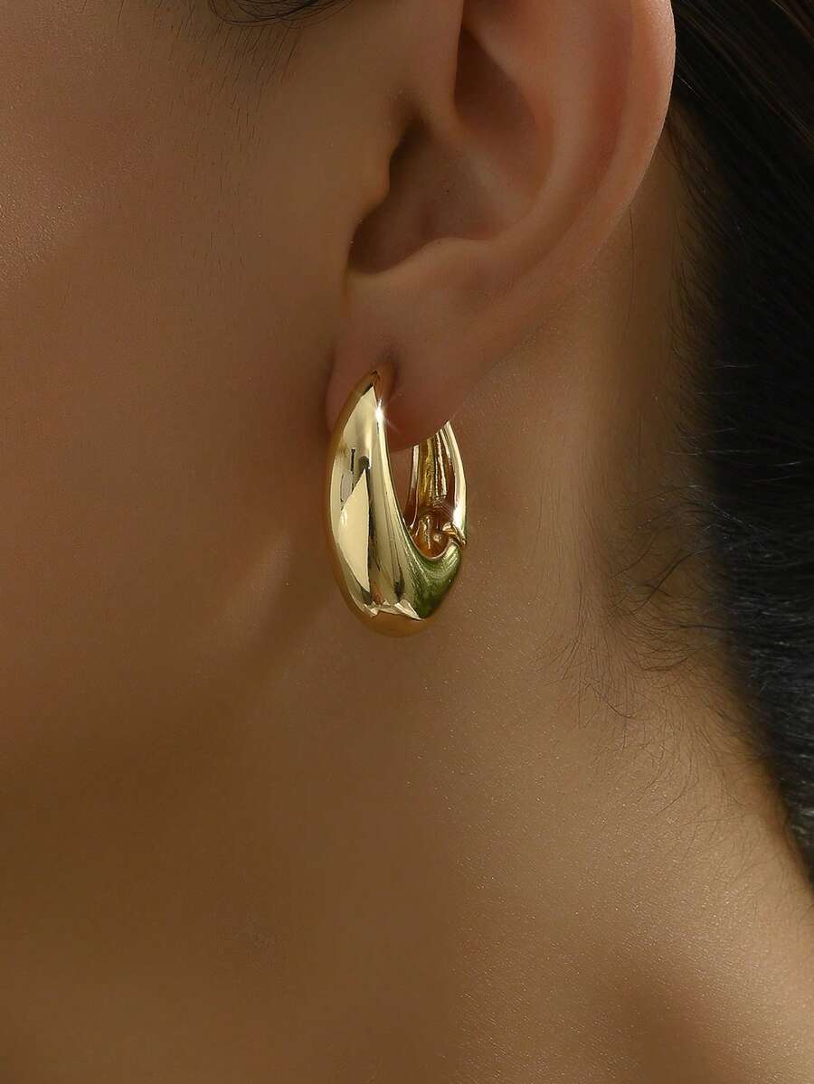 1 Bộ Hoa tai vòng kim loại hình học nhiều màu, Phụ kiện hoa tai thời trang đơn giản, thanh lịch, sang trọng, thích hợp cho công sở hàng ngày, đi chơi với bạn bè, tiệc tùng, sinh nhật, đám cưới, kỳ nghỉ, mua sắm ngoài trời - Bạc - Xem 1