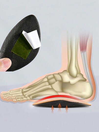 2 Pairs Unisex Arch Support Cushion Insoles, Soft & Comfortable Massage Footpad With Self-Adhesive Backing