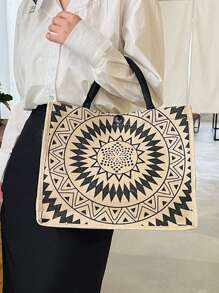 Túi mua sắm họa tiết Mandala bằng Polyester thường ngày, Sức chứa lớn, Túi đi biển di động, Gói công việc, Túi tote vải canvas thời trang dành cho nữ để mua sắm, đi làm, Đi học & du lịch, Túi đi học (Họa tiết được cắt ngẫu nhiên) Dành cho nữ sinh viên đại học, Nhân viên văn phòng, Giáo viên Hoàn hảo cho trường học, Cao đẳng, Công việc, Kinh doanh, Đi làm, Ngoài trời, Du lịch, Dã ngoại, Ngày lễ, Ngày nhà giáo - Màu Khaki - Xem 2