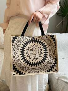 Túi mua sắm họa tiết Mandala bằng Polyester thường ngày, Sức chứa lớn, Túi đi biển di động, Gói công việc, Túi tote vải canvas thời trang dành cho nữ để mua sắm, đi làm, Đi học & du lịch, Túi đi học (Họa tiết được cắt ngẫu nhiên) Dành cho nữ sinh viên đại học, Nhân viên văn phòng, Giáo viên Hoàn hảo cho trường học, Cao đẳng, Công việc, Kinh doanh, Đi làm, Ngoài trời, Du lịch, Dã ngoại, Ngày lễ, Ngày nhà giáo - Màu Khaki - Xem 6