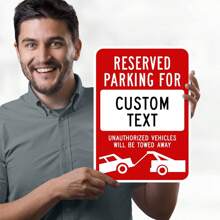 1 pieza Señal de no estacionamiento personalizada, Señales de estacionamiento reservado personalizadas para negocios, 12x8 pulgadas, de aluminio metálico resistente a la oxidación, para uso en exteriores - Multicolor - Ver 5