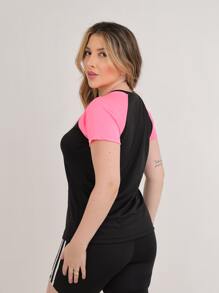 Dry-Fit T-Shirt - Women's Raglan T-Shirt For Gym And Training Plus Size - Màu Hồng Tươi - Xem 6