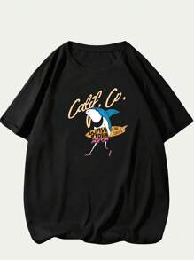 Men's T-Shirt Shark Print Wave Rider Surfer Fashion Casual T-Shirt Loose Versatile Sophisticated Modern Breathable Soft - 黑色 - 查看 1