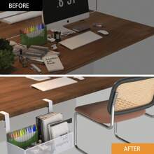 Under Desk Storage Organizer Clamp-On,Mesh Metal 3-IN-1 Desk Side Storage- Use On Desk,Under Desk Or As A Hanging Wall Organizer For Office Supplies & Home Essentials