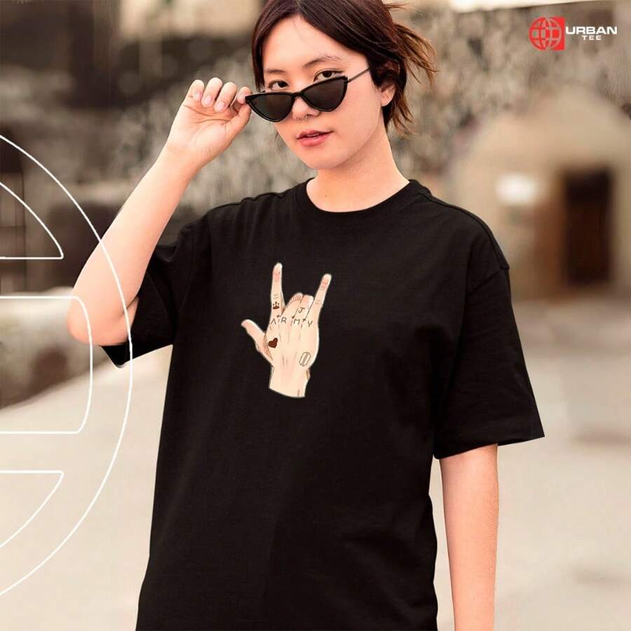 Laptop Skin Army T-Shirt Unisex Adult And Kids Kpop Jpop Hope Unisex T-Shirt Male Female 100% Cotton Top Premium Streetwear New Release Fast Shipping Various Colors!! Plus Size - Black - View 1