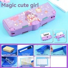 1 件多功能 3 层双面大容量学校用品收纳铅笔盒，配有剪刀、笔刀、尺子、橡皮擦、日程表、干擦记号笔 回到学校，回到学校，学校用品，铅笔袋，书包 - 雙面剪刀款文具盒 - 查看 13