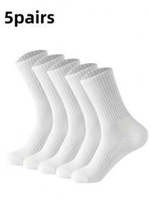 5/10 đôi tất dài đến bắp chân màu trơn Unisex, phù hợp cho cả nam và nữ mặc hàng ngày - Nhiều màu - Xem 14