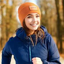 1 chiếc mũ len dệt kim tên tùy chỉnh khắc laser logo nhãn da cho ngày Giáng sinh - Nhiều màu - Xem 9