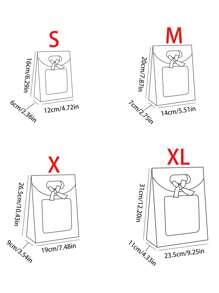 5pcs White Flap Bow Gift Bags With Window, Extra Small/Small/Medium/ Large/Extra Large Size, For Gifts, Weddings, Parties, Christmas, Birthdays, Baby Showers Valentine's Day - White - View 5