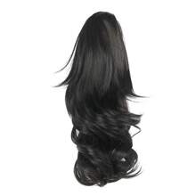 Long Curly Hair Extensions With Ponytail Clip For Women Synthetic Hair Accessory For Halloween And Christmas - 黑色 - 查看 5
