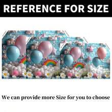1pc Spring Rainbow Daisy Photography Backdrop, Colorful Rainbow Balloons Birthday Party Decor, Multi-Function Polyester Home Wall Decor Tapestry 210*150cm/150*100cm/100*75cm, For Christmas, Birthday Banner, Cake Table Decor, Christening Party, Baby Shower, Wedding, No Electric Required