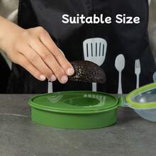 1 Bộ bảo quản và giữ quả bơ - Giá đỡ và hộp đựng quả bơ trong suốt màu xanh lá cây có thể tái sử dụng - Nắp đậy cho hộp bảo quản quả bơ - Hộp đựng quả bơ - Hộp đựng trái cây trong tủ lạnh - Màu xanh Ô liu - Xem 3