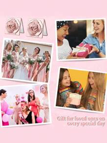 15件套玫瑰花化妆镜套装，包含10/5个折叠式花朵化妆镜、10/5个缎面发带、10/5个白色欧根纱袋，适合作为新娘礼物、婚礼回礼、便携式化妆镜，是婚礼、单身派对、新娘送礼会、宾客礼物和派对回礼的理想之选。 - 多色 - 查看 8