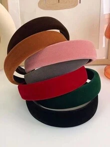4/1 Băng đô nhung bản rộng bằng mút xốp cổ điển cho bé gái, Vòng tóc màu trơn để rửa mặt và trang điểm, mùa thu/đông - Nhiều màu - Xem 3