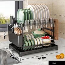 1pc Dish Drying Rack For Kitchen Counter Over The Sink - Black - View 3