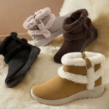Skechers Slip-On Comfortable & Durable Snow Boots With Chunky Sole, Retro Warm Short Boots
