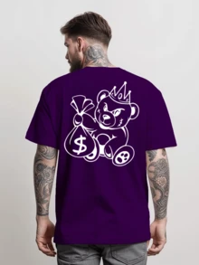 Men's Money Bear Streetwear T-Shirt 100% Cotton - 紫色 - 查看 1