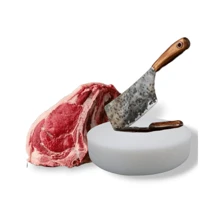 Tabla chica de polietileno grado alimenticio, forma redonda de 29 cm. x 2 pulgadas, para taquero, especial para espacios reducidos, ideal para picar carnitas, barbacoa, suadero, cortes finos . Perfecta para uso en taquería, carnicería, cocinas, chefs. Tabla muy higiénica, con diseño elegante, muy resistente, duradera, mantiene afilados sus cuchillos. Fácil de limpiar. - Blanco - Ver 3