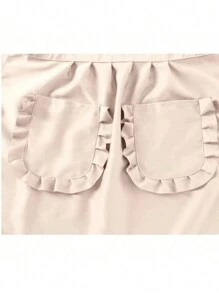 1 件时尚韩版围裙，公主围裙，帆布防水餐厅围裙，带口袋，女士涤纶围裙，简约风格黑色带口袋围裙，加厚腰围裙，时尚家务厨房家居工作服 - 彩色 - 查看 7