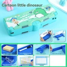 1 件多功能 3 层双面大容量学校用品收纳铅笔盒，配有剪刀、笔刀、尺子、橡皮擦、日程表、干擦记号笔 回到学校，回到学校，学校用品，铅笔袋，书包 - 雙面剪刀款文具盒 - 查看 14