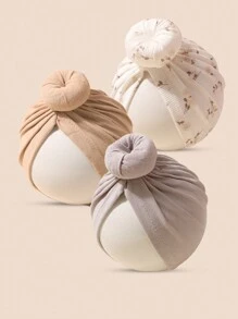 3 pièces Ensemble de chapeaux doux de couleurs bonbon pour bébés de 0 à 2 ans, bonnet de naissance