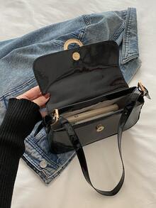 时尚女士复古马蹄扣手提包单肩包 - 黑色 - 查看 10