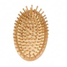 Lược chải tóc hình bầu dục không tay cầm bằng gỗ, lược chải tóc bằng tre, máy mát xa da đầu bằng gỗ di động và lược chải tóc đệm khí chống tĩnh điện - Màu be - Xem 1