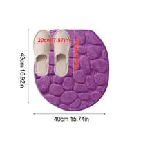 YIMEIS 1 件法兰绒纯色鹅卵石压花地毯，柔软厚实防滑浴室垫，适用于浴室、卧室、玄关、卫生间家居浴室装饰地毯户外地毯门垫秋季装饰浴室配件返校入口装饰 - 紫色 - 查看 11