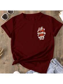 Women's T-Shirt Give Me A Heart Like Yours - 紫紅色 - 查看 2