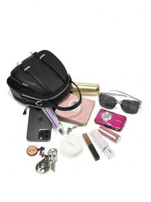 Balo nhỏ đa năng thiết kế khóa kéo mới dành cho nữ - màu đen - Xem 3