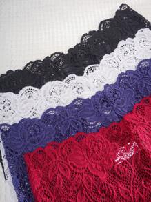 4 paquetes Bragas tipo tanga sexy de encaje de cintura alta para mujer