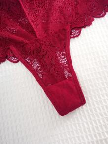 4 paquetes Bragas tipo tanga sexy de encaje de cintura alta para mujer