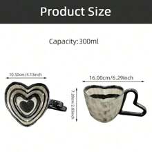 Hand-painted Ceramic Heart Design Cup & Saucer Set, Coffee/milk/couple Mug - Blue - View 13