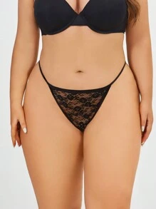 1pc Women All-Over Lace Pattern Low-Waist Sexy Thong Panties