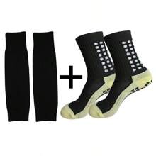 2 Pairs Men's Mid-Calf Sports Leg Warmers, Non-Slip Shock-Absorbing Comfy Breathable Sports Leg Warmers, Sports Leg Sleeves Compression Leg Warmers Football Shin Guards - Multicolor - View 7