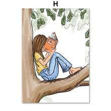 1 件自然花卉百合马网球树读书墙艺术帆布画北欧海报和墙壁图片女孩房间装饰无框架 - 彩色 - 查看 19