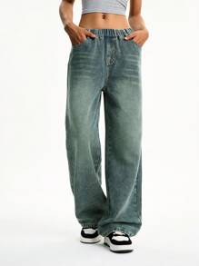 Tween Girls Retro Loose Straight Leg Jeans,