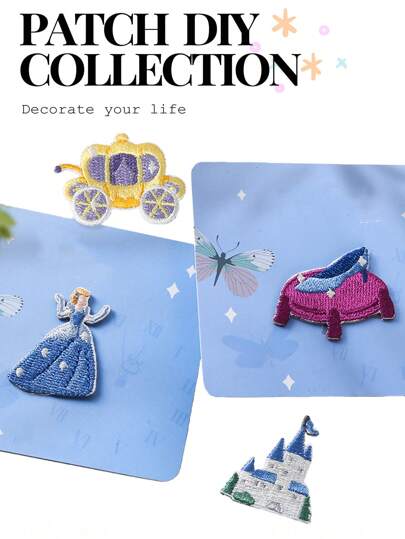 1 peça de aplique bordado fofo de princesa para bolsa, autoadesivo, faça você mesmo, adesivos decorativos para roupas, verão, escola.