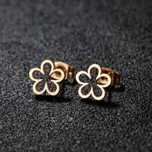 1 par de pendientes con flores lindos para mujeres de color dorado de acero inoxidable, nuevos para fiesta, boda, joyería, regalo de San Valentín, mamá, madre, Día de la Madre