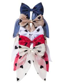 5 chiếc kẹp tóc nơ lớn bằng lụa satin nhiều màu cho nữ, thời trang, thanh lịch, đơn giản, phù hợp cho trang phục thường ngày, tiệc tùng - Nhiều màu - Xem 5