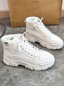 新款时尚休闲运动女鞋简约时尚百搭时尚轻便防滑户外徒步跑步运动鞋，可爱复古风格，优雅、时尚、舒适 - 米色 - 查看 3