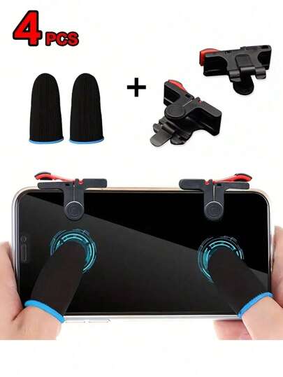 Pro Kit For Mobile Gamers: 4-Piece Touchscreen Fingertips And Triggers - Enhance Control And Comfort For Mobile Gaming, Sweatproof, High-Sensitivity Controller Kit For Shooters