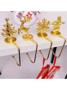 Christmas Stocking Holders For Fireplace Mantel - Metal Decorative Hooks For Holiday Socks And Gifts - Elegant Festive Decor - Multicolor - View 3