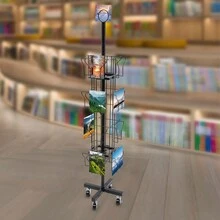 4 Tier 360° Rotating Greeting Card Rack Retail Display W/16 Pocket For Postcards