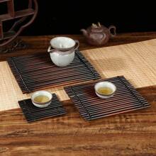 1 件竹茶盘、耐热茶杯架、茶壶和配件盘、传统日本茶道套装返校 - 棕色 - 查看 1