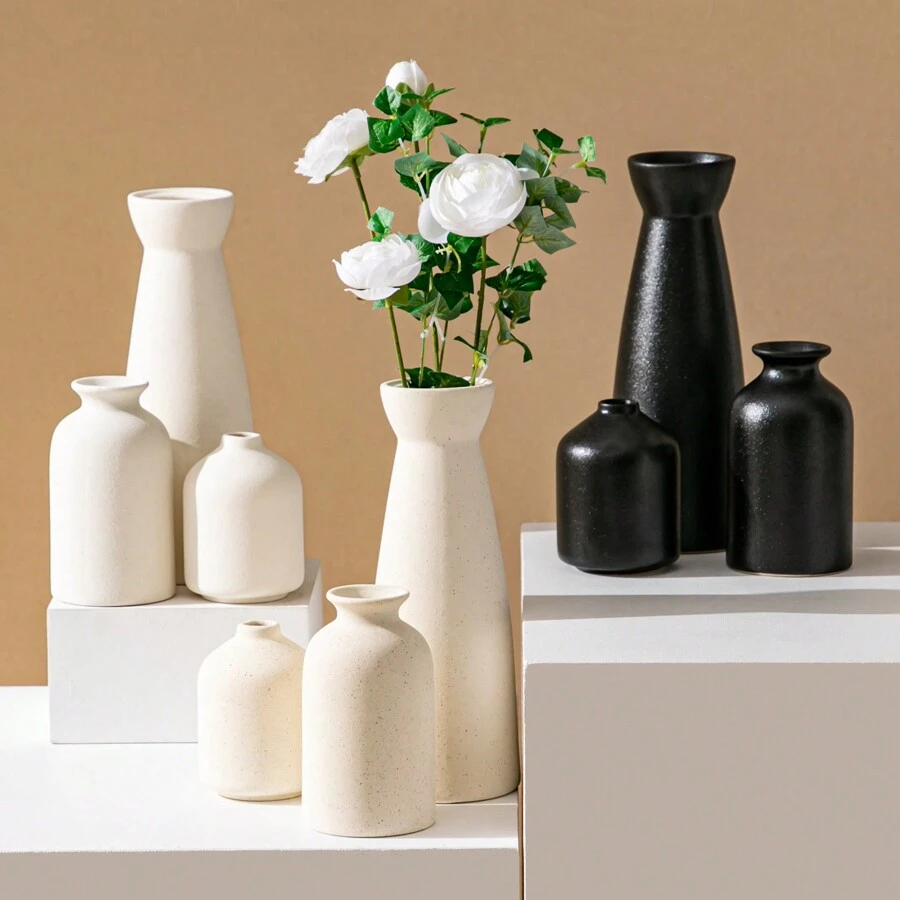 Keramikvase, modern minimalistischer bohemischer Heimdekoration Vase, Bauernhaus rustikale Kaminsims- und Bücherregal-Dekoration, geräumige Vase für Heimdekoration, Mittelpunkt Tische, Schlafzimmer Schreibtische, Eingangsbereich, Wohnzimmer, Bürodekoration